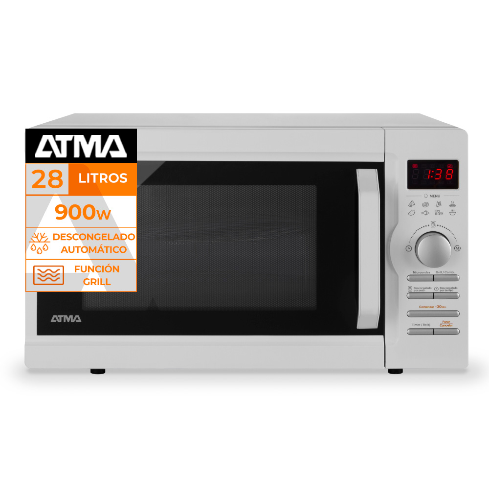 microonda, microondas, atma, blanco, 28 litros, con grill, electrodomestico de cocina, electrodomesticos de cocina, tecnología digital, microondas digital, cocina rápida, calentamiento rápido, función grill, descongelamiento automático, diseño moderno, microondas con grill, comida rapida, grill incorporado, control digital, panel digital, coccion uniforme, cocina versatil, facil limpieza, programas preestablecidos, cocina saludable, microondas de gran capacidad, eficiencia energética, MD1728GN.