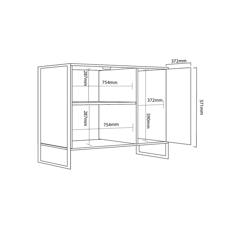 Bahiut, Vajillero, Delos, 3, puertas, Con, Estantes, Roble, Termo, Negro, DST11RT.