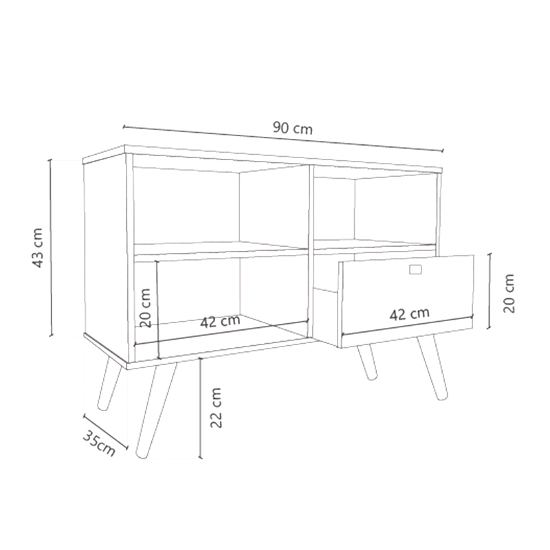 Rack, Para, Tv, Delos, 32, con, Cajón, Estantes, Gris, Cubanita, DL880GC.