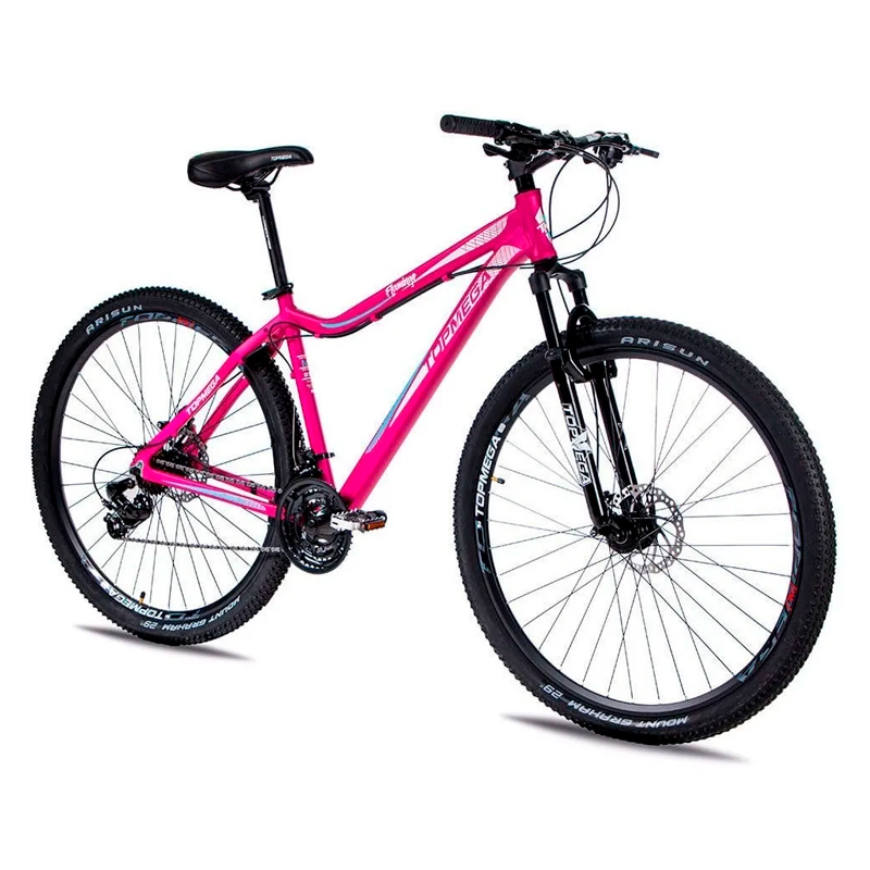 Bicicleta, MTB, Flamingo, R29, Aluminio, 21, velocidades, Fucsia, Blanco, Talle, M, Topmega, 1006257.