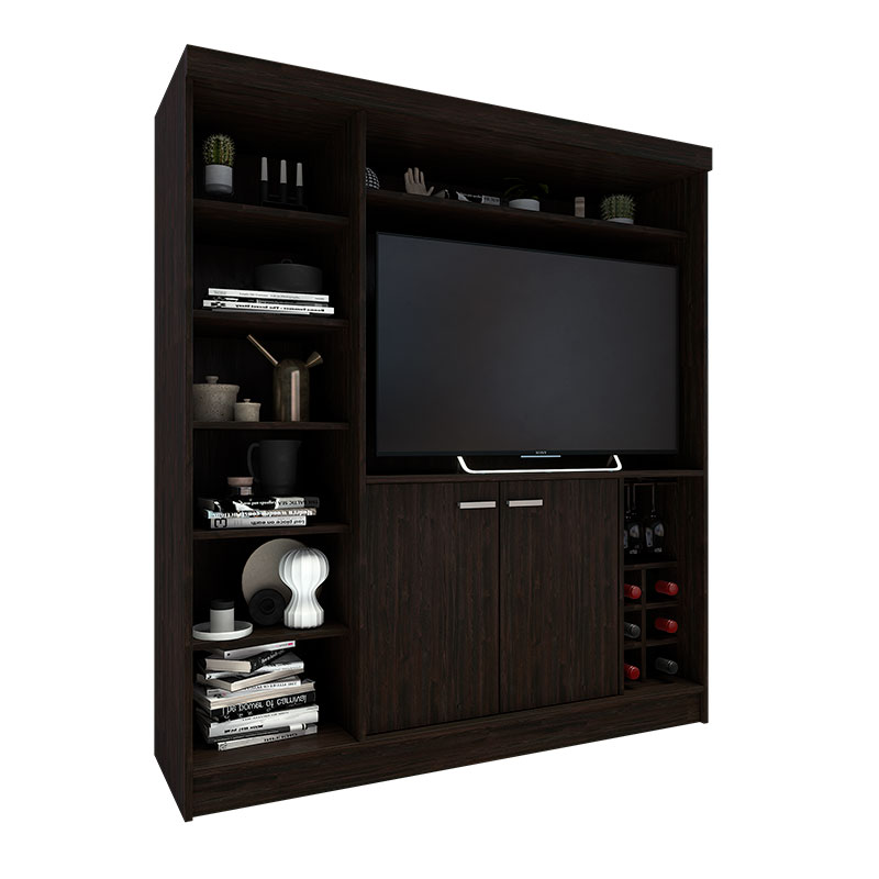 mueble, muebles, para, de, living, modular, modulares, rack, racks, tv, teve, teles, televisor, televisores, hasta, 50, pulgadas, con, 2, puertas, roble, termo, negro, delos, DL861RT.