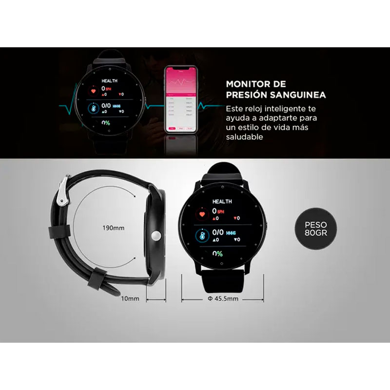 reloj, relejes, smartwatch, smartwatchs, smartwatches, inteligente, inteligentes, gadnic, ios, android, compatible con, para, negro, black, REL00192.