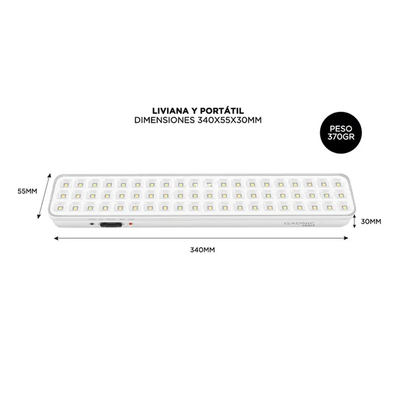 luz, luces, de emergencia, emergencia, emergencias, de emergencias, gadnic, tools, 60 leds, 60 led, LUZEME02.